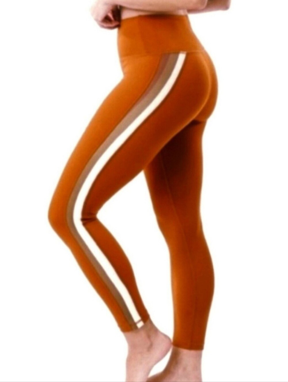 Zyia Joplin Rusty Orange With Side Stripe Leggings, Size 4